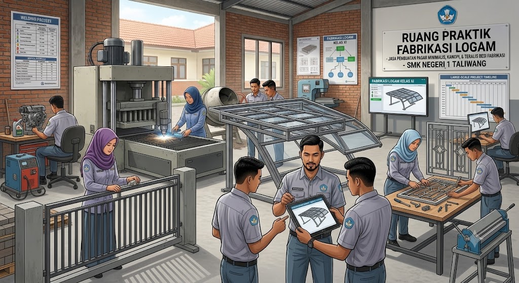 Pembuatan Pagar Minimalis, Kanopi, dan Teralis Besi Fabrikasi